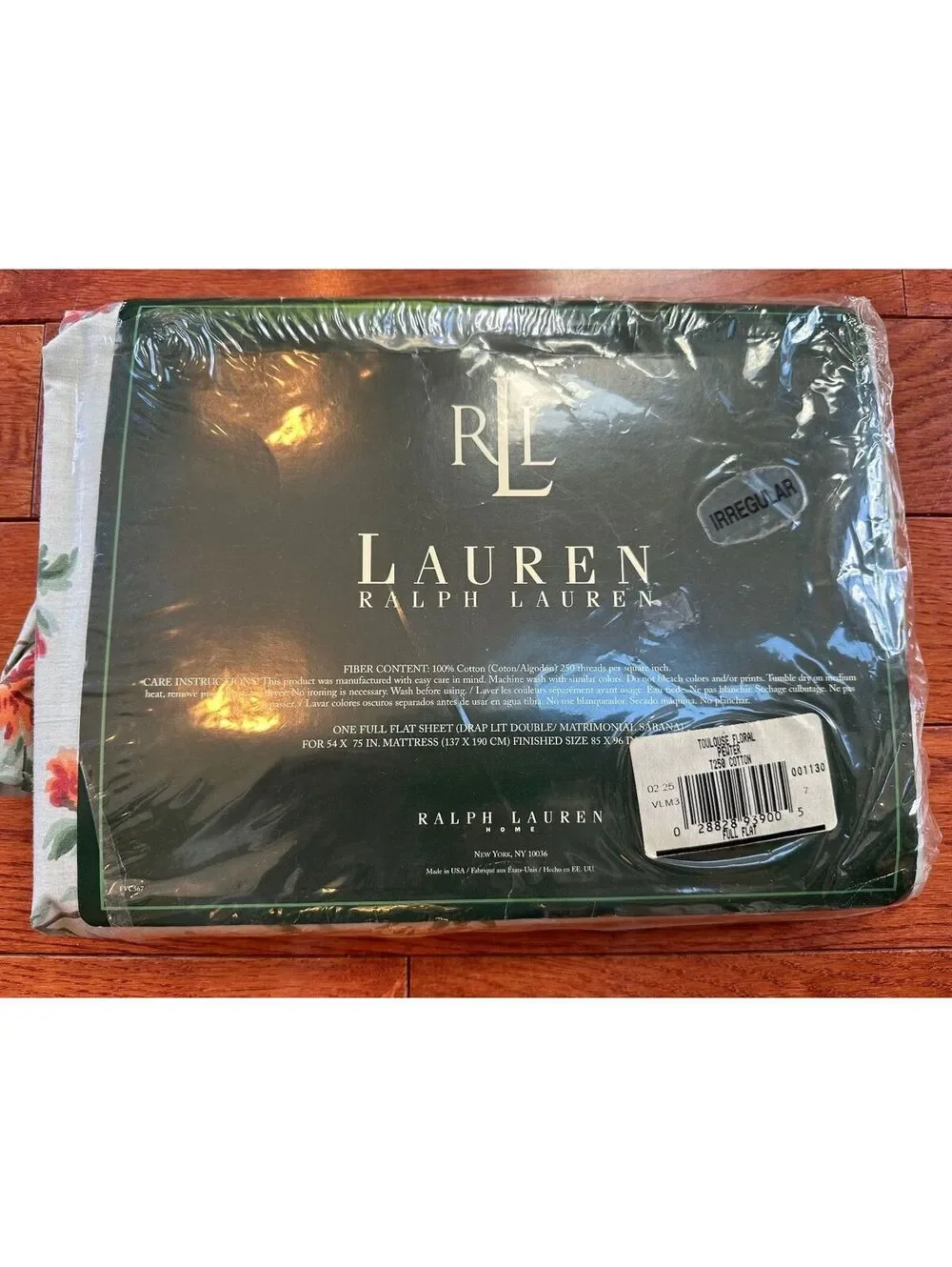 Vintage Ralph Lauren Toulouse Floral Full Flat Sheet NOS